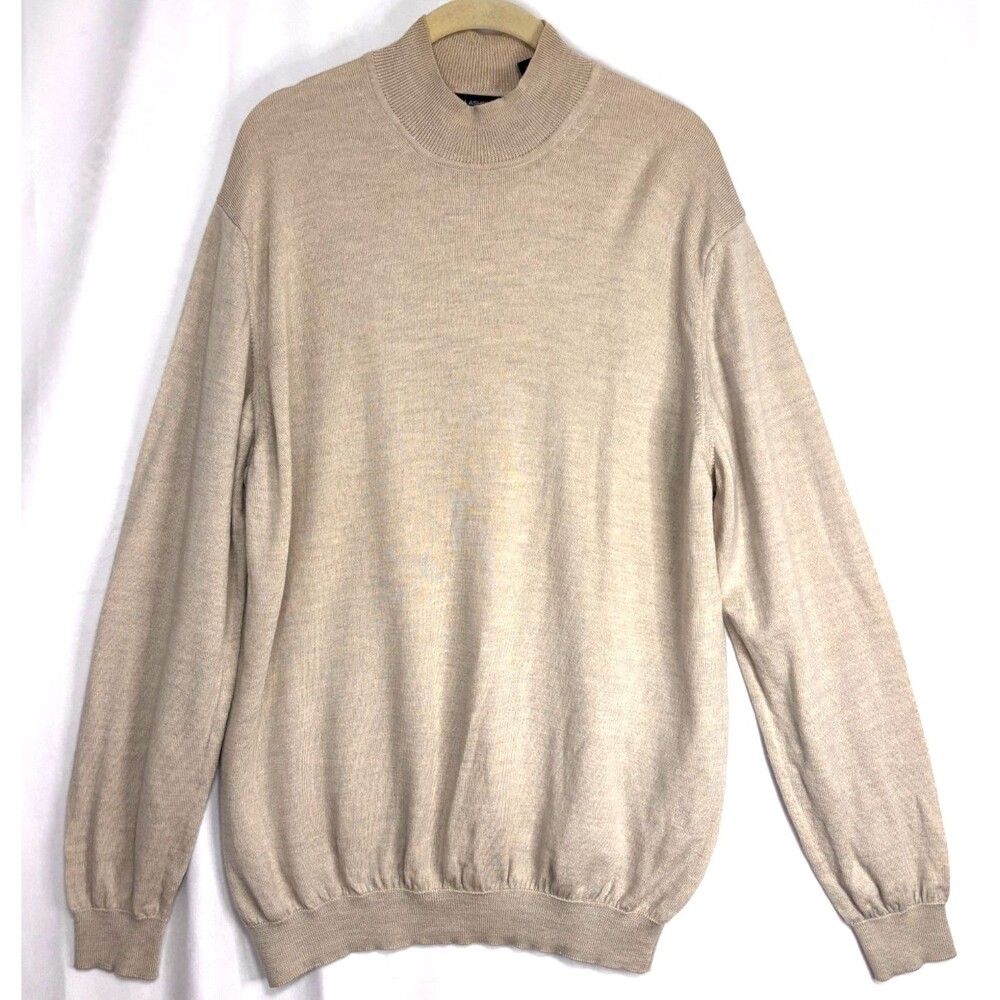 John Ashford 100% Extra Fine Italian Merino‎ Wool Mock Neck Sweater Sz XL Tall